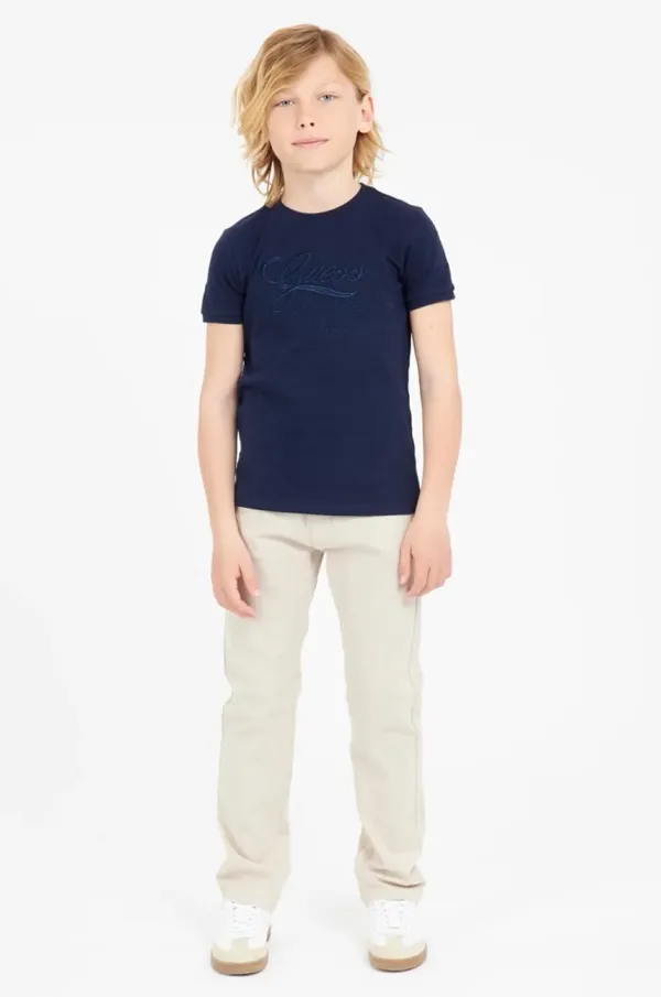 Guess Otroška bombažna kratka majica Guess mornarsko modra barva, L5RI19 KCM20