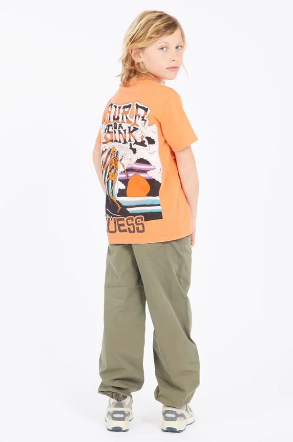 Guess Otroška bombažna kratka majica Guess oranžna barva, L5RI30 K8HM4