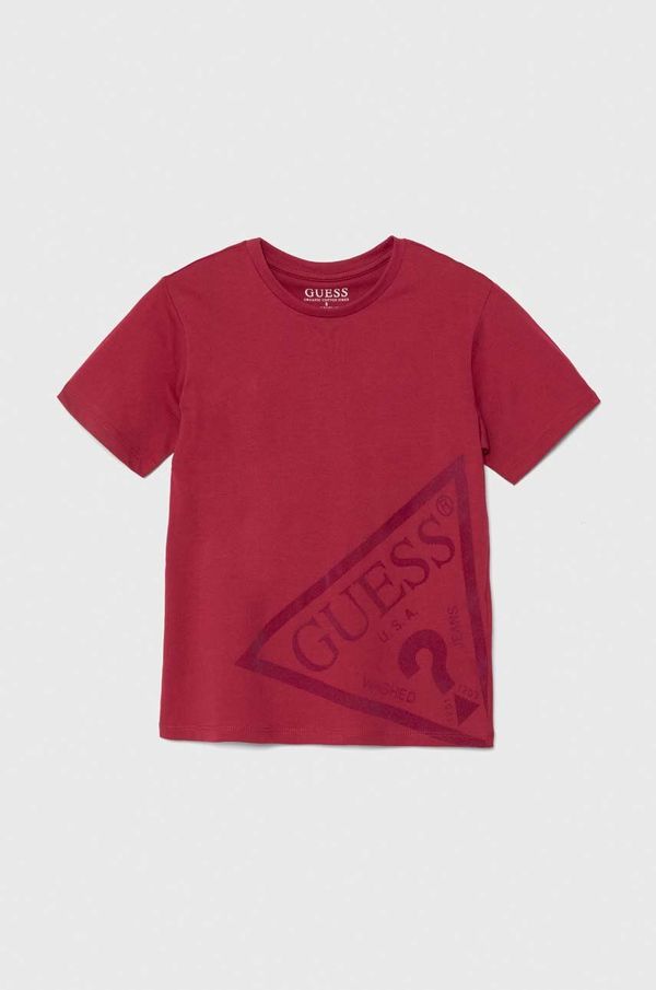 Guess Otroška bombažna kratka majica Guess rdeča barva, L4YI32 K8HM4