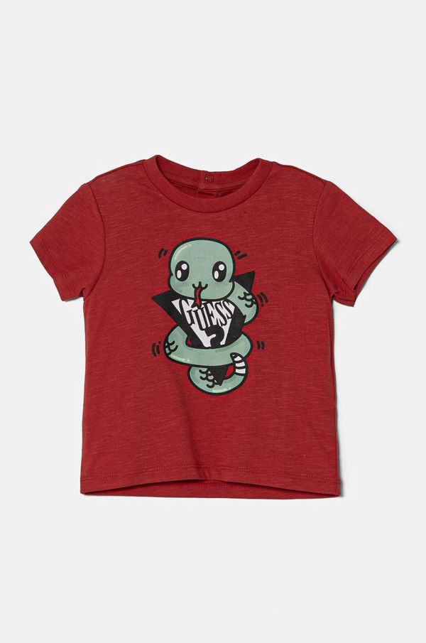 Guess Otroška bombažna kratka majica Guess rdeča barva, N5RI03 K6XN4