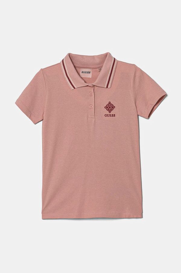 Guess Otroška bombažna kratka majica Guess roza barva, J5RP01 KCOK1