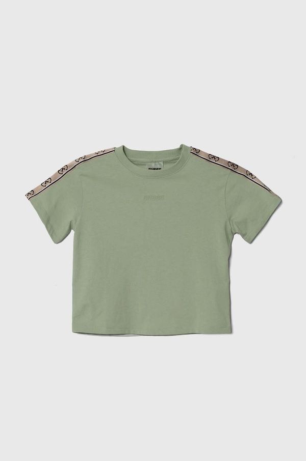 Guess Otroška bombažna kratka majica Guess zelena barva