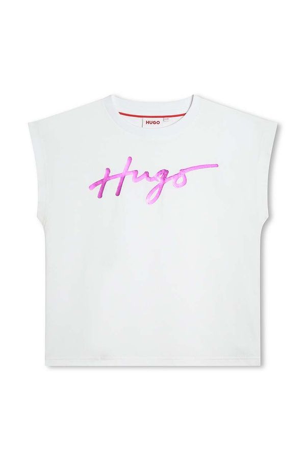 Hugo Otroška bombažna kratka majica HUGO bela barva