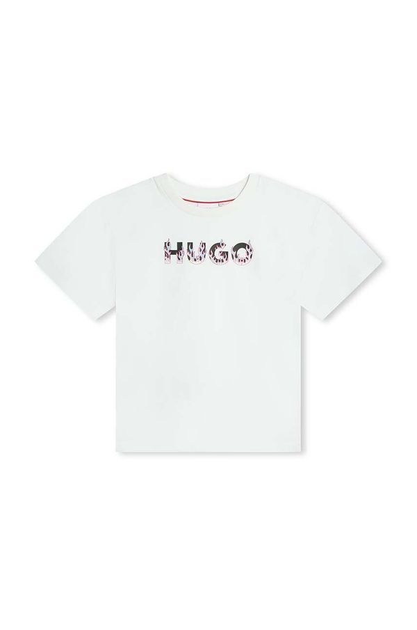 Hugo Otroška bombažna kratka majica HUGO bela barva