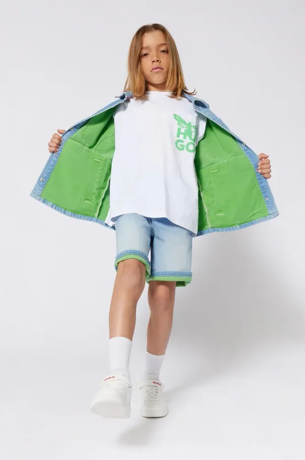 HUGO Otroška bombažna kratka majica HUGO bela barva, G00340