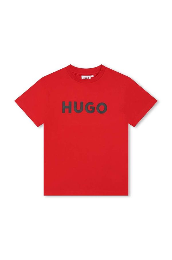Hugo Otroška bombažna kratka majica HUGO rdeča barva