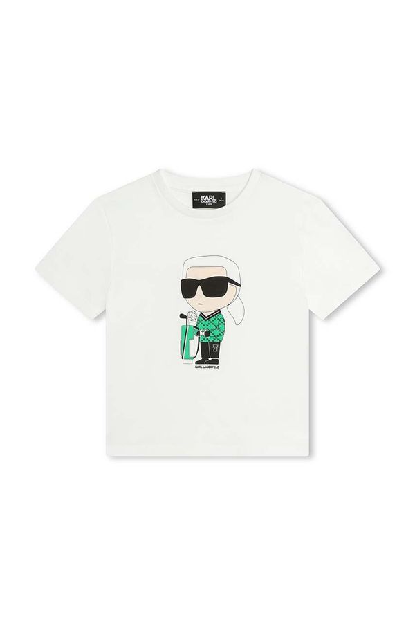 Karl Lagerfeld Otroška bombažna kratka majica Karl Lagerfeld bela barva