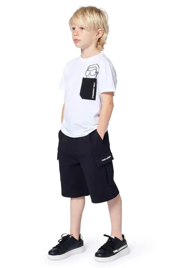 Karl Lagerfeld Otroška bombažna kratka majica Karl Lagerfeld bela barva, Z30423