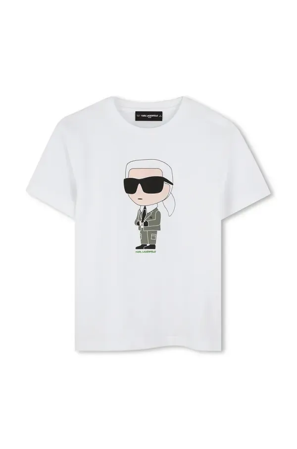Karl Lagerfeld Otroška bombažna kratka majica Karl Lagerfeld bela barva, Z30437