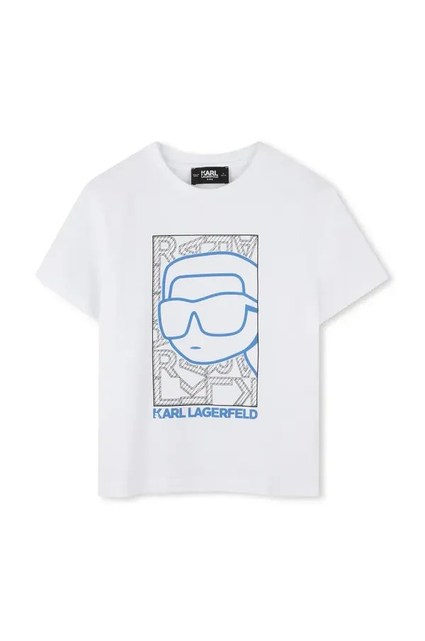 Karl Lagerfeld Otroška bombažna kratka majica Karl Lagerfeld bela barva, Z30563