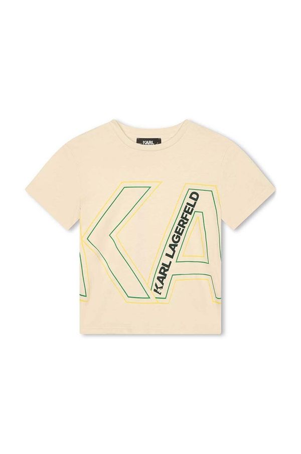 Karl Lagerfeld Otroška bombažna kratka majica Karl Lagerfeld bež barva