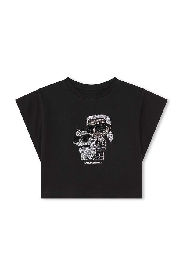 Karl Lagerfeld Otroška bombažna kratka majica Karl Lagerfeld črna barva