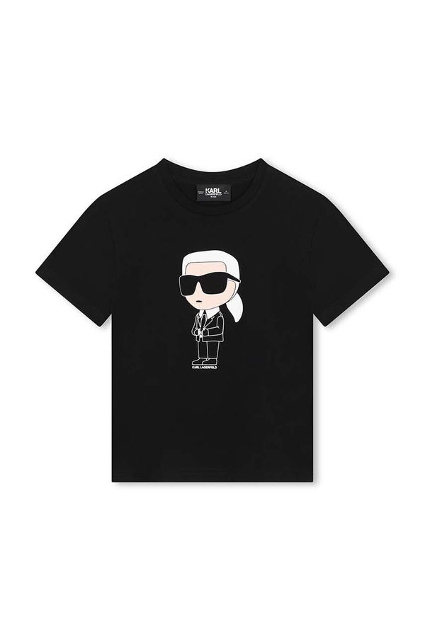 Karl Lagerfeld Otroška bombažna kratka majica Karl Lagerfeld črna barva, Z30240