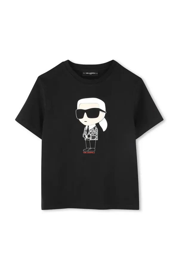 Karl Lagerfeld Otroška bombažna kratka majica Karl Lagerfeld črna barva, Z30438