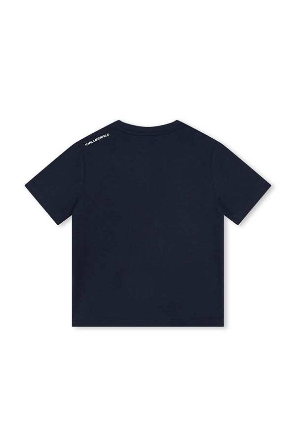 Karl Lagerfeld Otroška bombažna kratka majica Karl Lagerfeld mornarsko modra barva