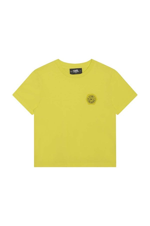 Karl Lagerfeld Otroška bombažna kratka majica Karl Lagerfeld rumena barva
