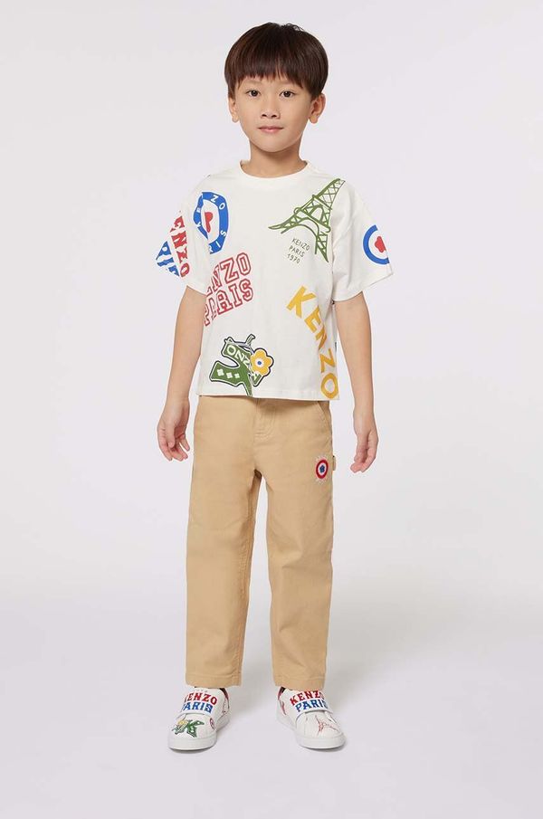 Kenzo kids Otroška bombažna kratka majica Kenzo Kids bela barva, K60758