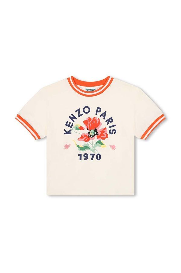 Kenzo kids Otroška bombažna kratka majica Kenzo Kids bež barva, K60557