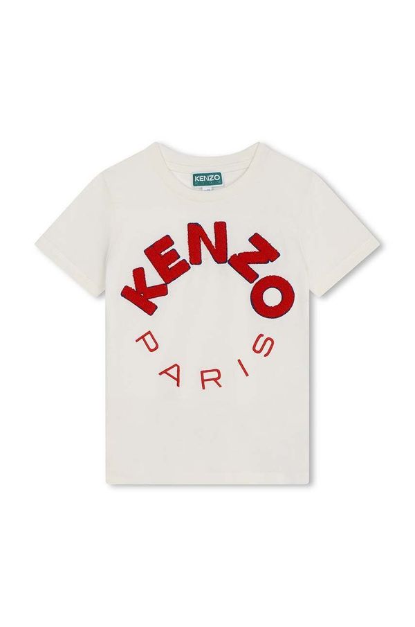 Kenzo kids Otroška bombažna kratka majica Kenzo Kids bež barva