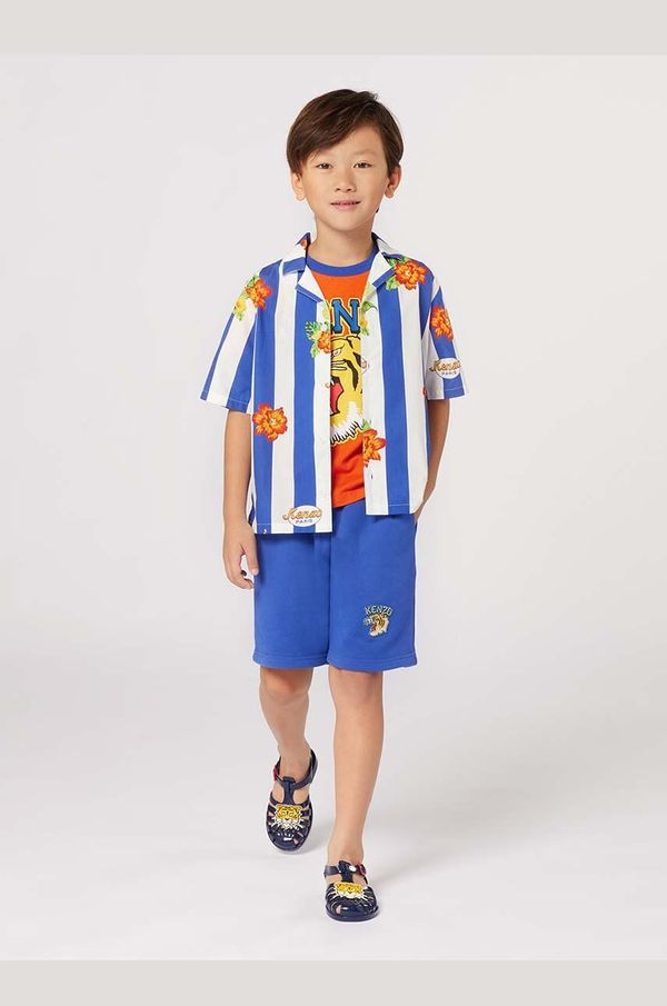 Kenzo kids Otroška bombažna kratka majica Kenzo Kids oranžna barva