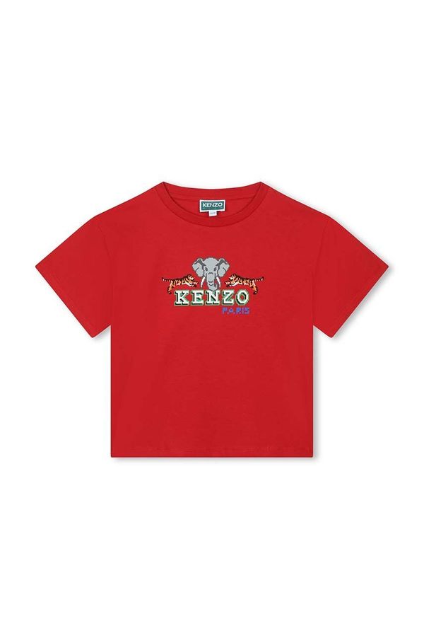 Kenzo kids Otroška bombažna kratka majica Kenzo Kids rdeča barva