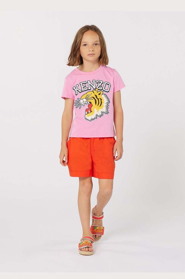 Kenzo kids Otroška bombažna kratka majica Kenzo Kids roza barva