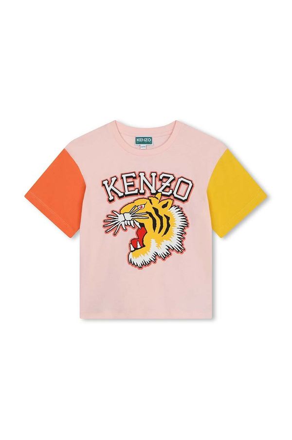 Kenzo kids Otroška bombažna kratka majica Kenzo Kids roza barva