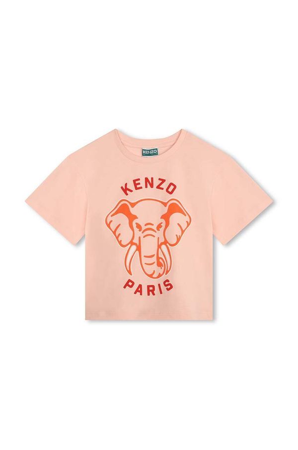 Kenzo kids Otroška bombažna kratka majica Kenzo Kids roza barva