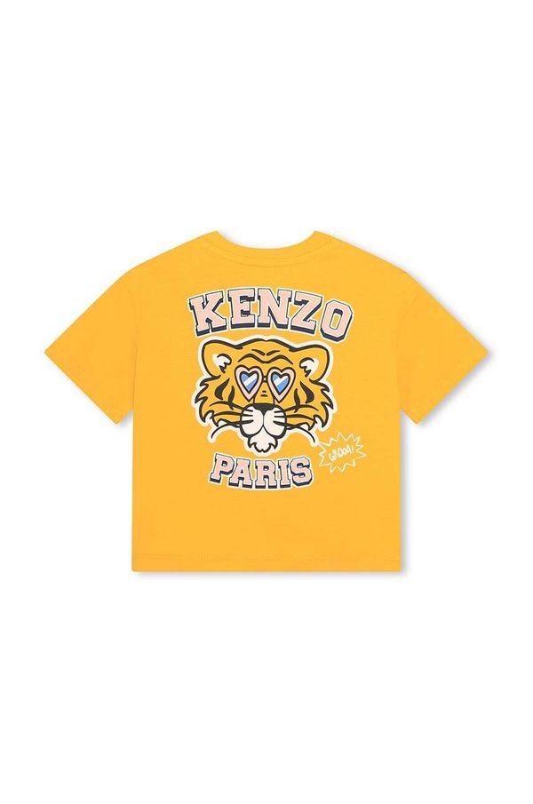 Kenzo kids Otroška bombažna kratka majica Kenzo Kids rumena barva
