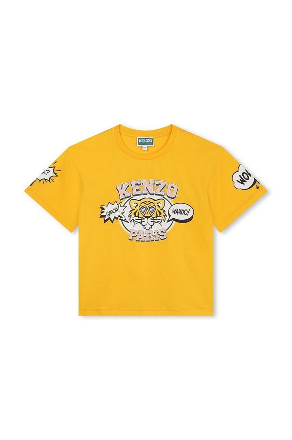 Kenzo kids Otroška bombažna kratka majica Kenzo Kids rumena barva