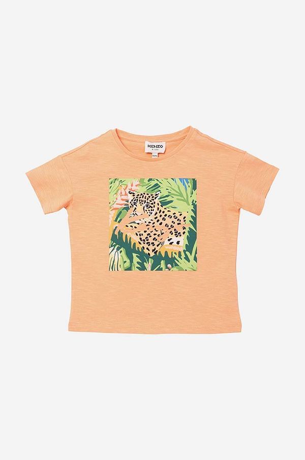 Kenzo kids Otroška bombažna kratka majica Kenzo Kids Short Sleeves Tee-Shirt oranžna barva