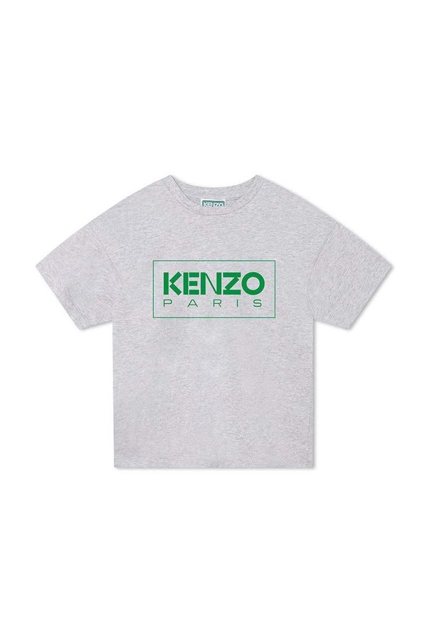 Kenzo kids Otroška bombažna kratka majica Kenzo Kids siva barva