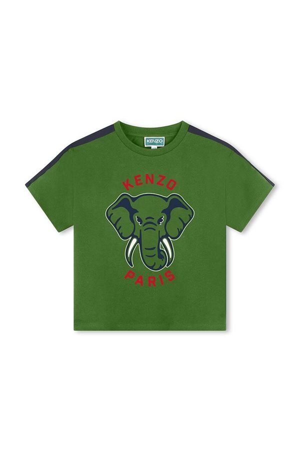 Kenzo kids Otroška bombažna kratka majica Kenzo Kids zelena barva, K60745