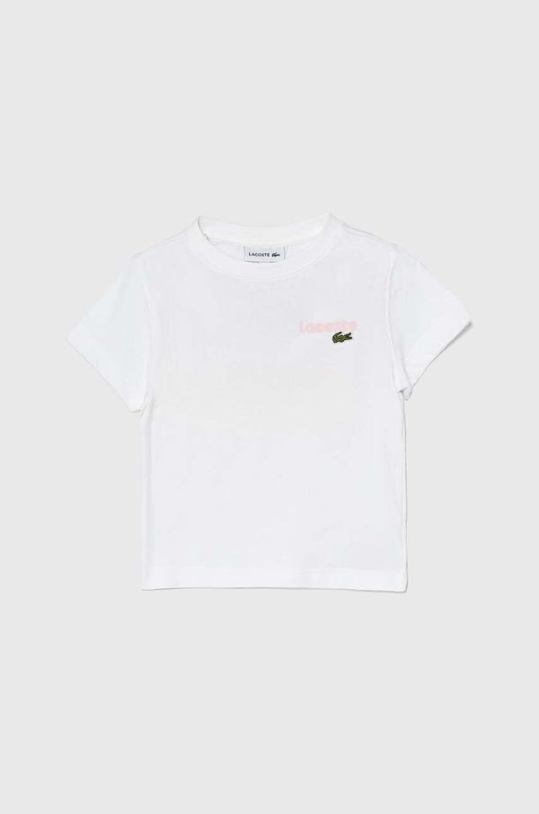 Lacoste Otroška bombažna kratka majica Lacoste bela barva