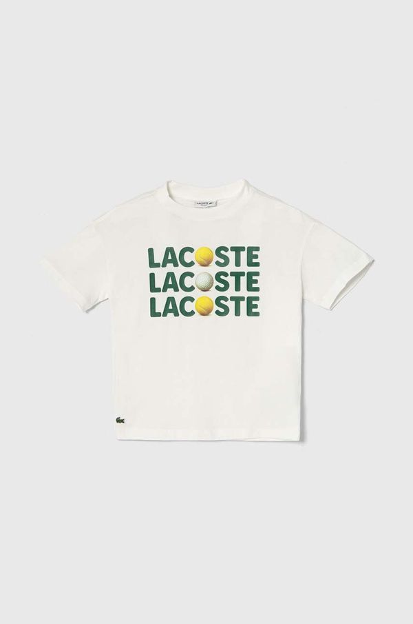 Lacoste Otroška bombažna kratka majica Lacoste bela barva