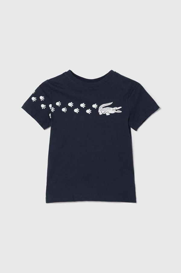 Lacoste Otroška bombažna kratka majica Lacoste mornarsko modra barva