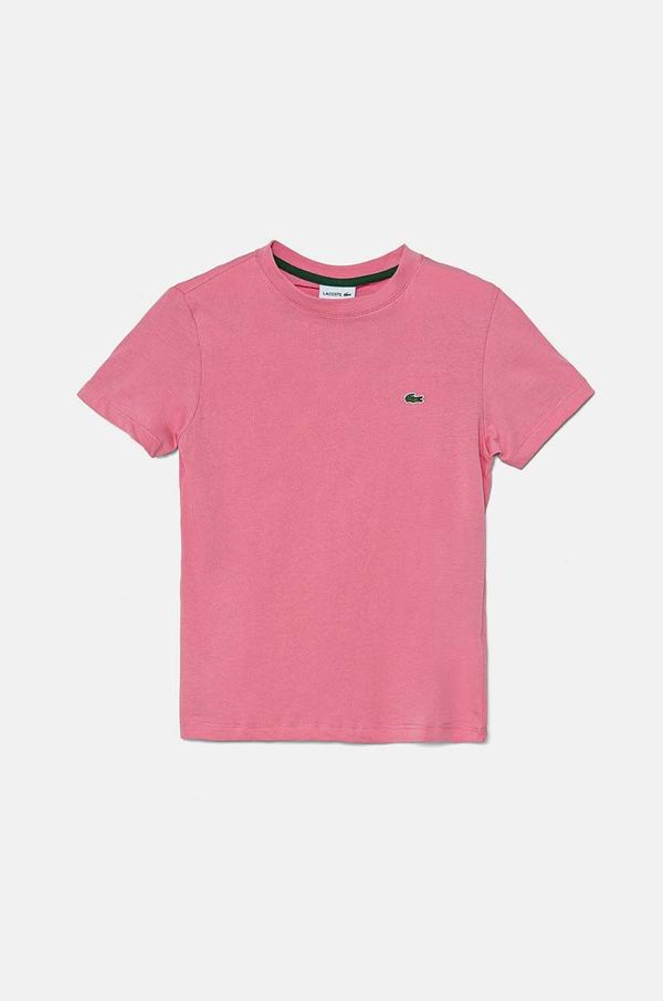 Lacoste Otroška bombažna kratka majica Lacoste roza barva