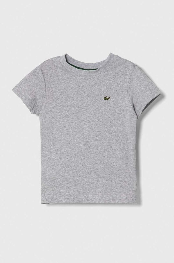 Lacoste Otroška bombažna kratka majica Lacoste siva barva