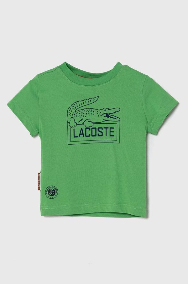 Lacoste Otroška bombažna kratka majica Lacoste zelena barva