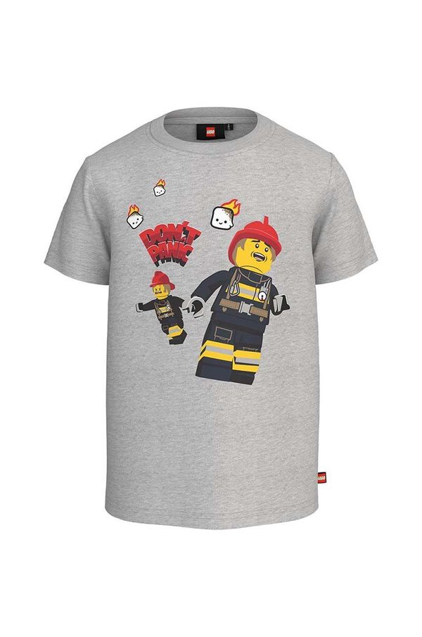 Lego Otroška bombažna kratka majica Lego City siva barva