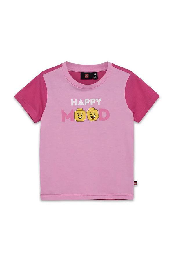 Lego Otroška bombažna kratka majica Lego LWTANO 628 roza barva, 12011336