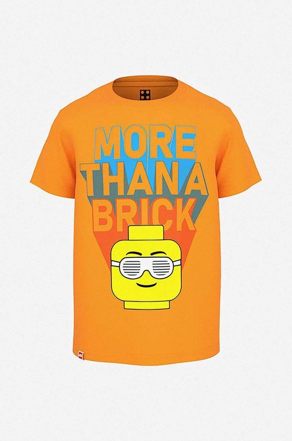 Lego Otroška bombažna kratka majica Lego oranžna barva