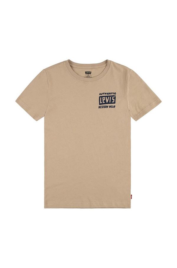 Levi's Otroška bombažna kratka majica Levi's CACTUS OUT WEST TEE bež barva, 8EL458