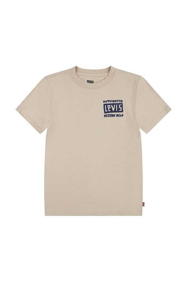 Levi's Otroška bombažna kratka majica Levi's CACTUS OUT WEST TEE bež barva, 9EL458