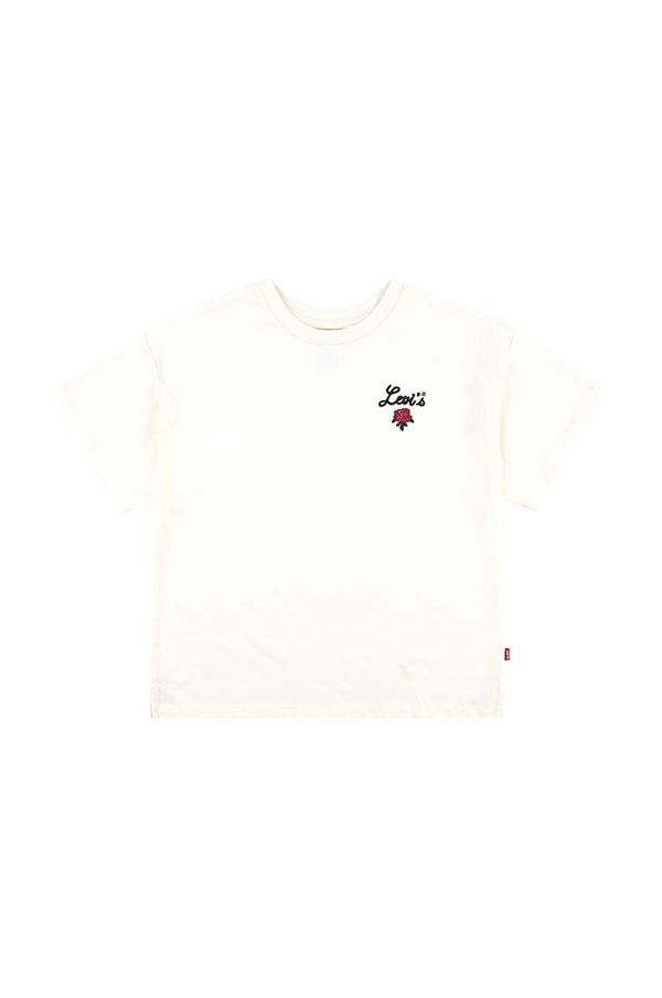 Levi's Otroška bombažna kratka majica Levi's OVERSIZED LEVIS ROSE TEE bež barva, 3EL489