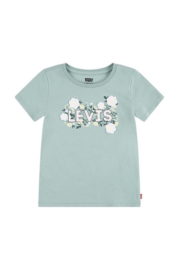 Levi's Otroška bombažna kratka majica Levi's WILDFLOWERS BATWING TEE turkizna barva, 3EL036