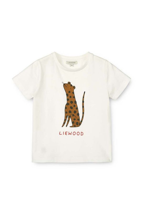 Liewood Otroška bombažna kratka majica Liewood Apia Placement Shortsleeve T-shirt bež barva
