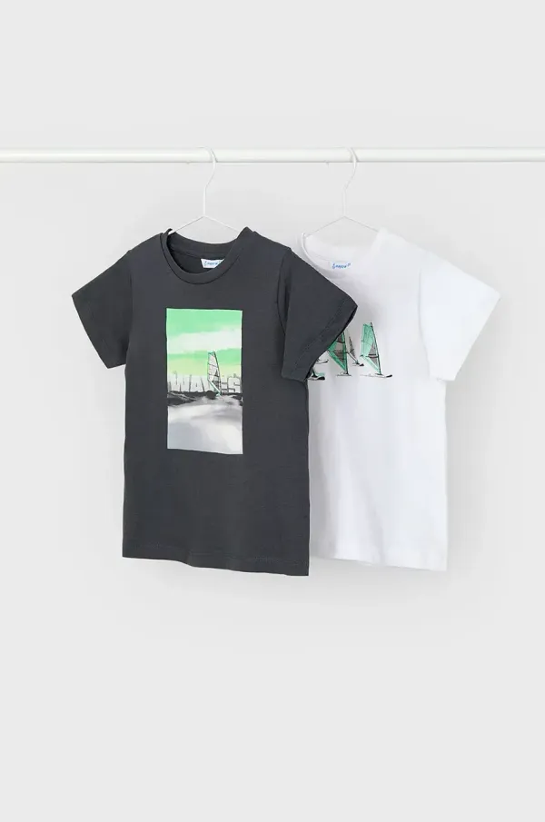 Mayoral Otroška bombažna kratka majica Mayoral 2-pack črna barva, 3049