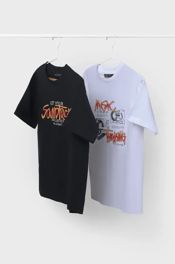 Mayoral Otroška bombažna kratka majica Mayoral 2-pack črna barva, 6018