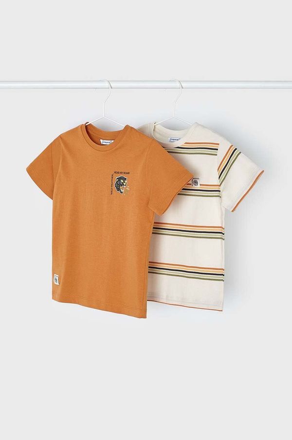 Mayoral Otroška bombažna kratka majica Mayoral 2-pack oranžna barva